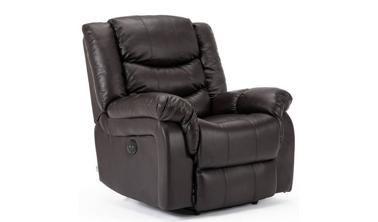 Furniture Online Seattle Electric Recliner Bonded Leather Chair - Brown