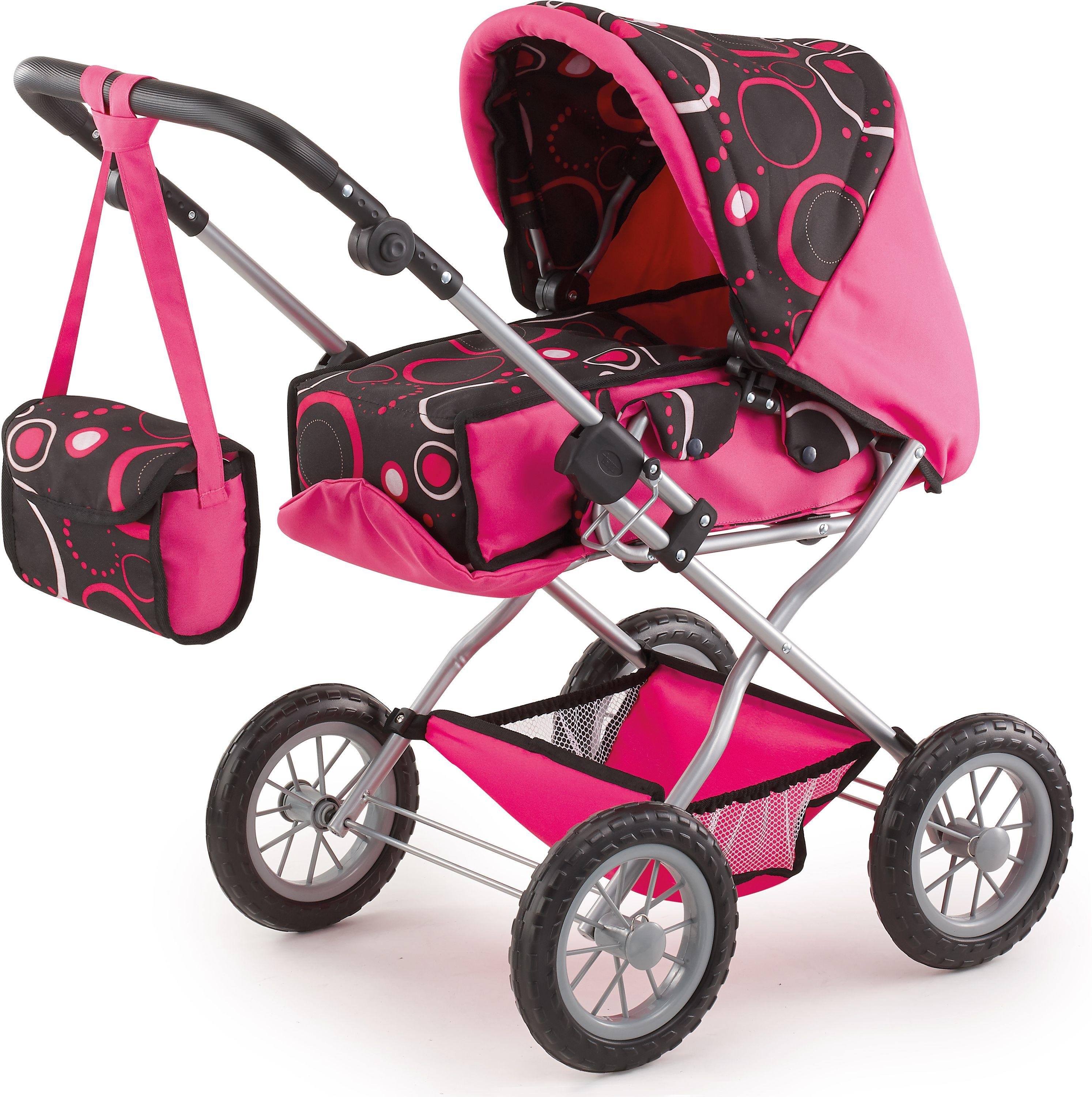 Bayer Combi Grande Swirl Doll's Pram - Pink & Chocolate