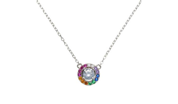 Buy Revere Sterling Silver Cubic Zirconia Rainbow Necklace | Womens ...