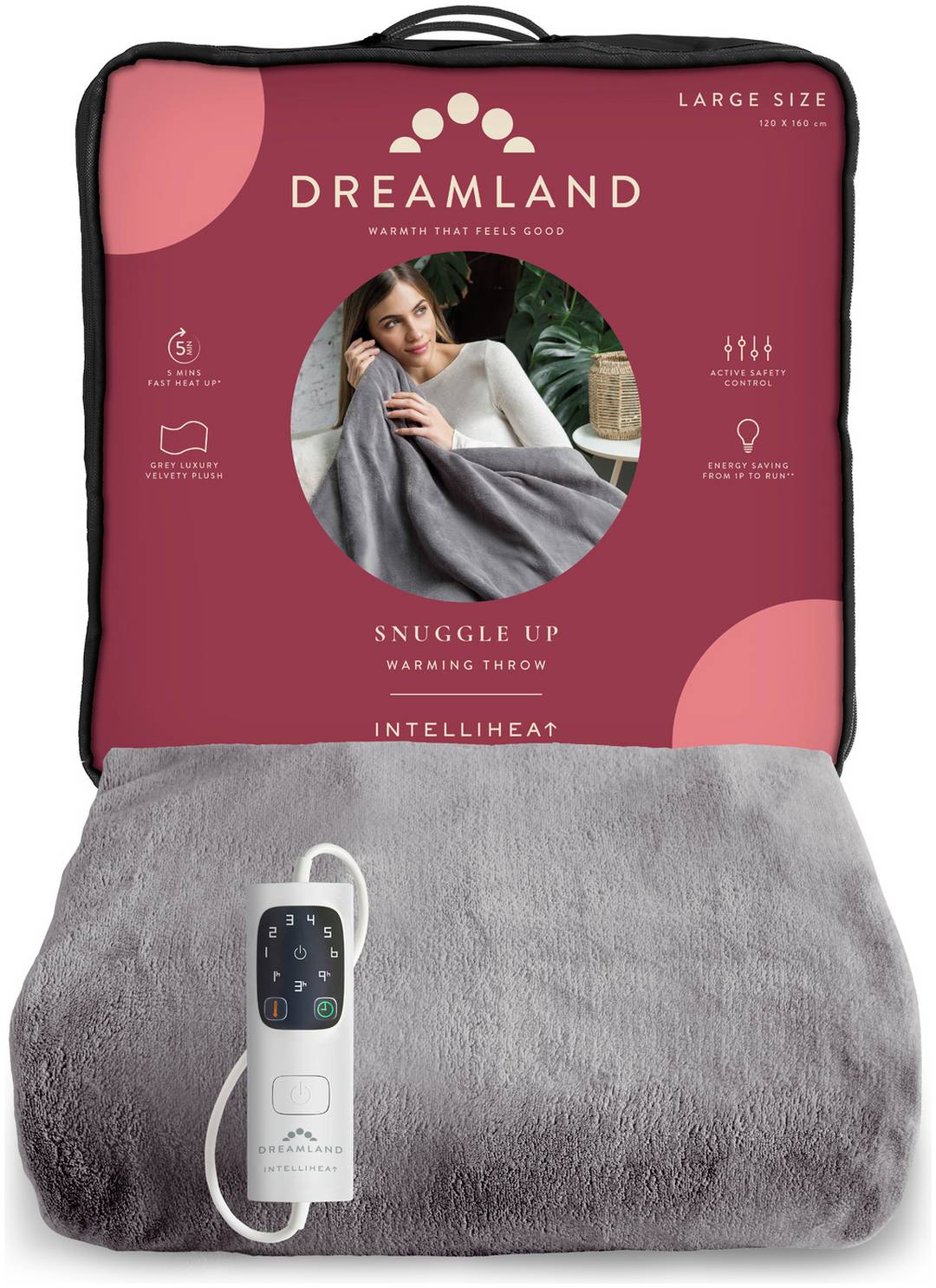 Dreamland Heated Throw-Grey