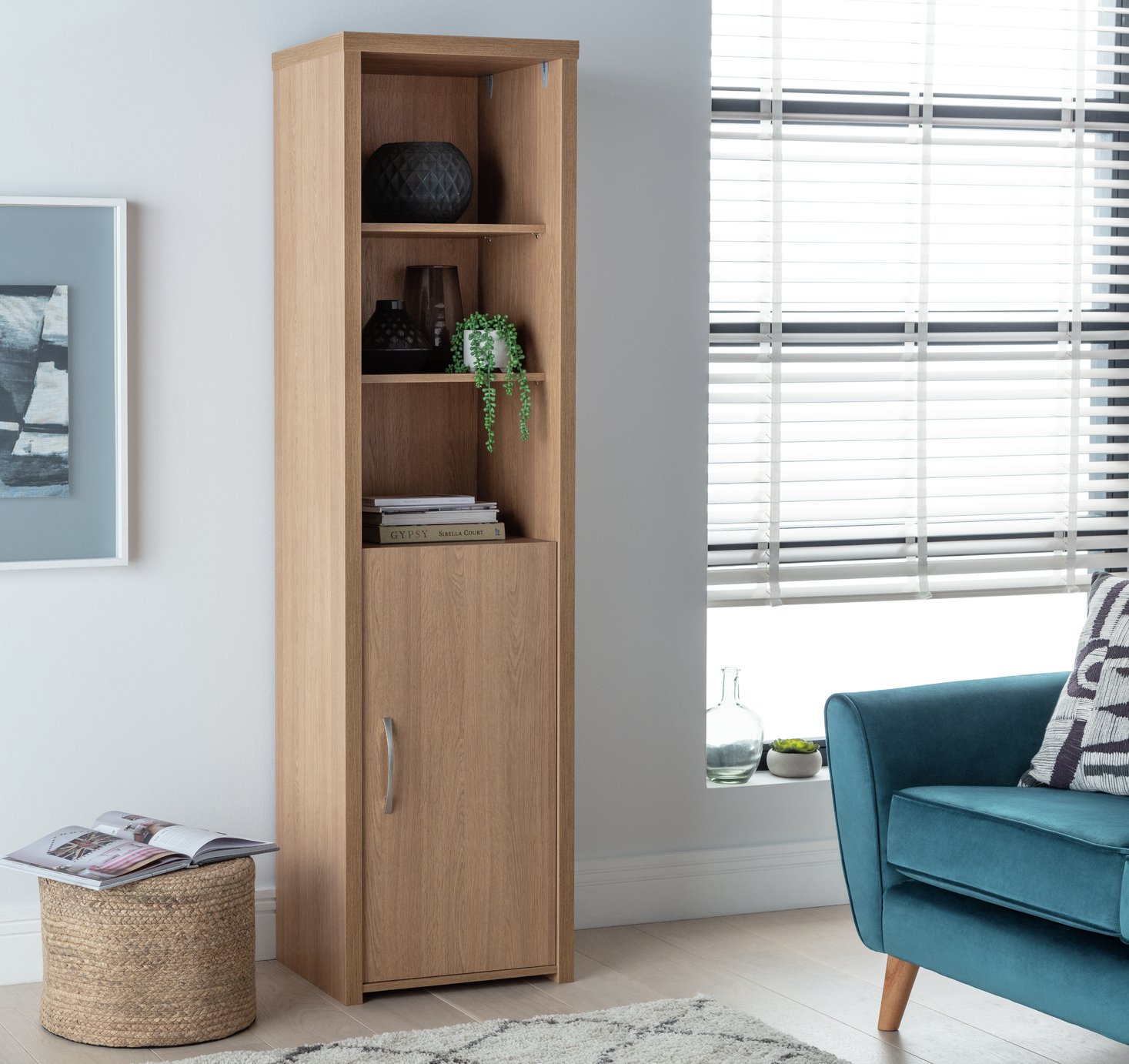 Argos Home Venice 1 Door 5 Shelf Display Cabinet -Oak Effect Review