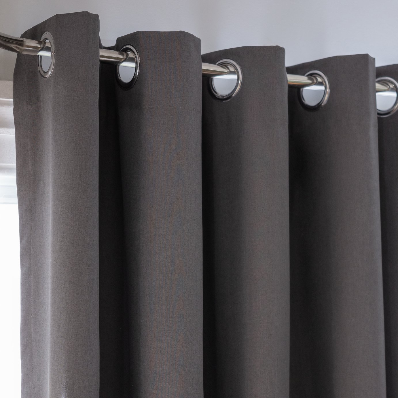 Habitat Plain Blackout Eyelet Curtain - Charcoal