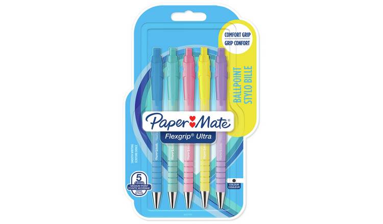 Paper Mate Flex Grip Ballpoint Pens Set of 5 - Black Ink
