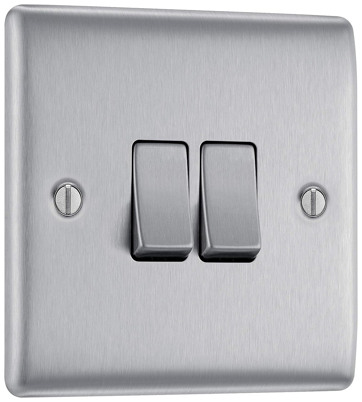 BG 2 Gang 2 Way Switch Brushed - Stainless Steel