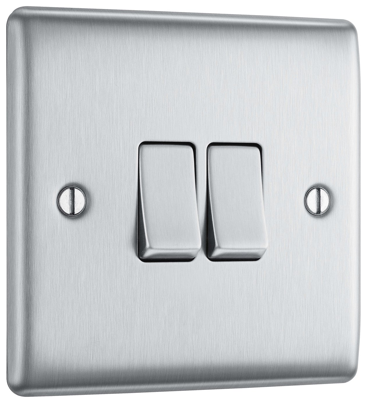 BG 2 Gang 2 Way Switch Brushed - Stainless Steel