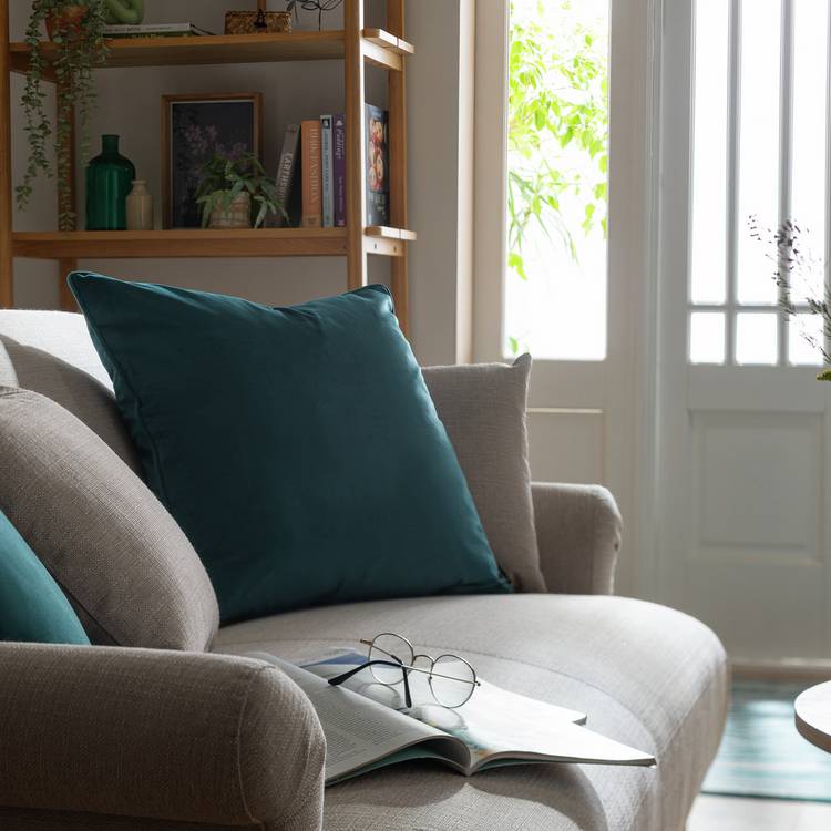 Habitat Velvet Plain Cushion - Teal - 55x55cm 0