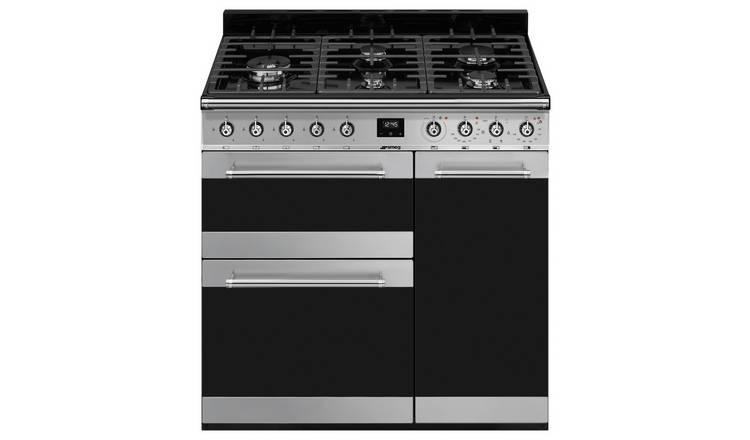 Smeg SY93-1 90cm Dual Fuel Range Cooker - Stainless Steel