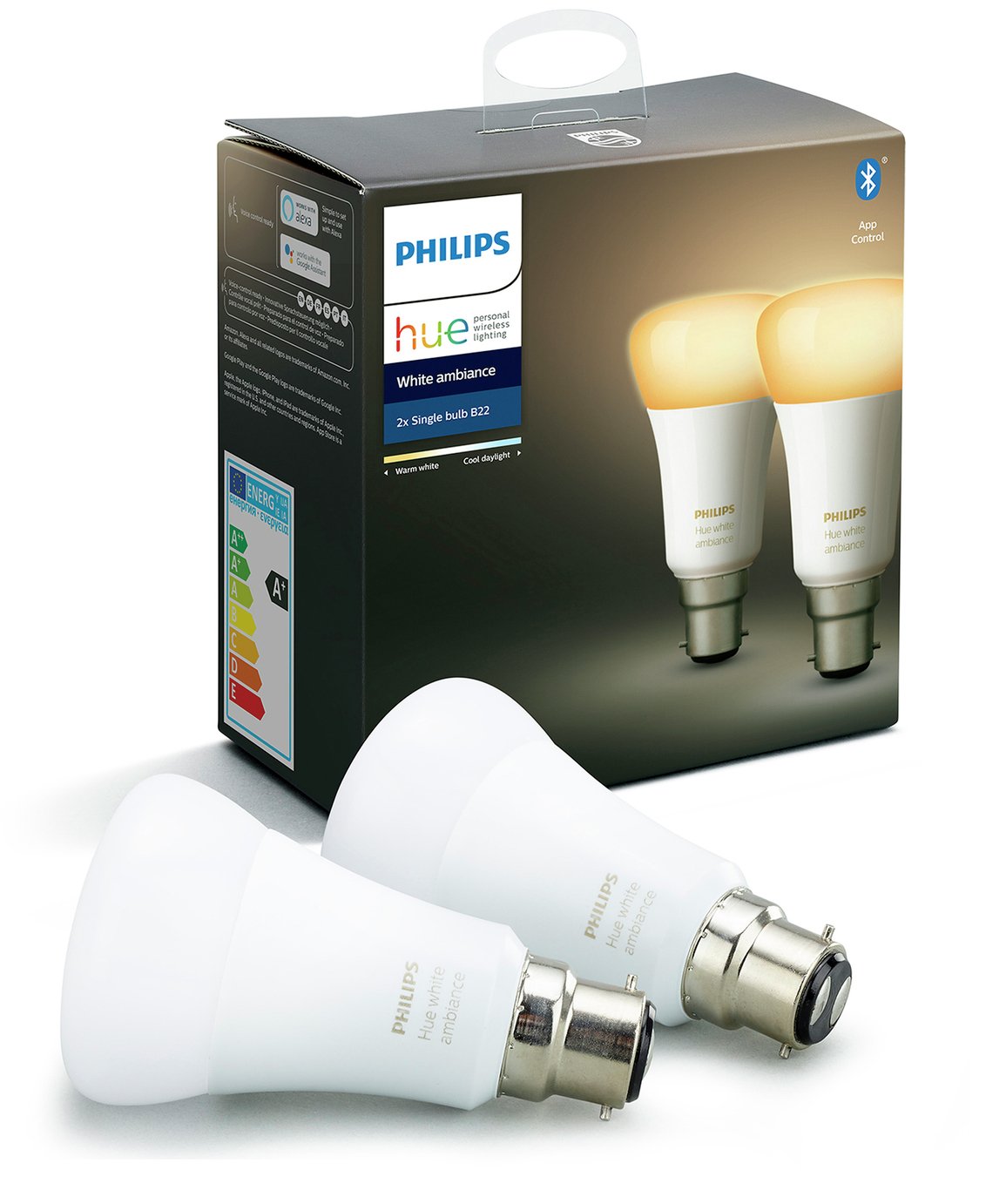Philips Hue B22 White Ambiance Smart Bulbs - 2 Pack