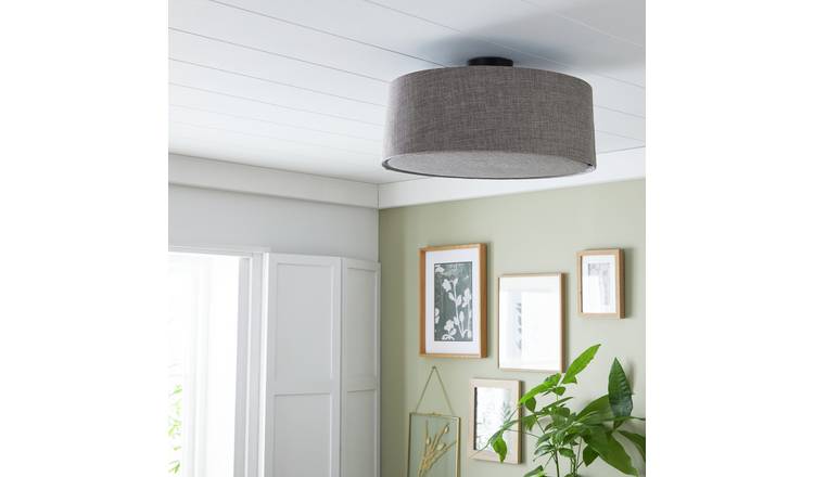 Habitat Diffused Shade Flush Ceiling Light - Matt Black&Grey