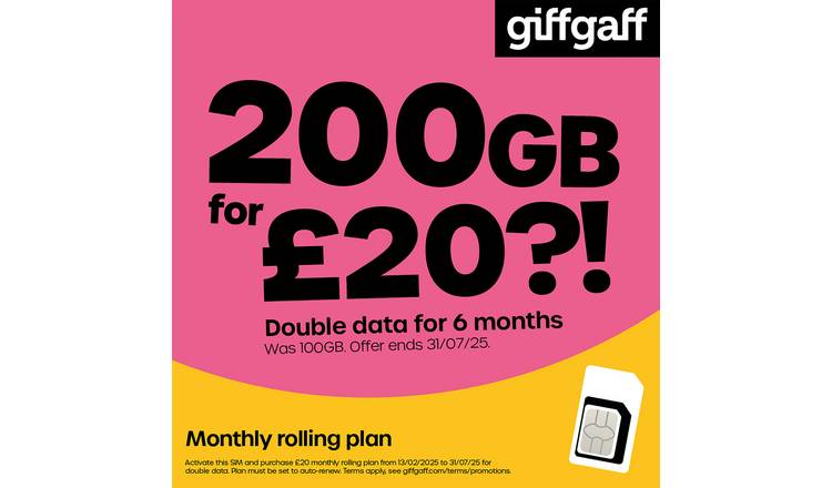 giffgaff 100GB Pay As You Go Sim Card
