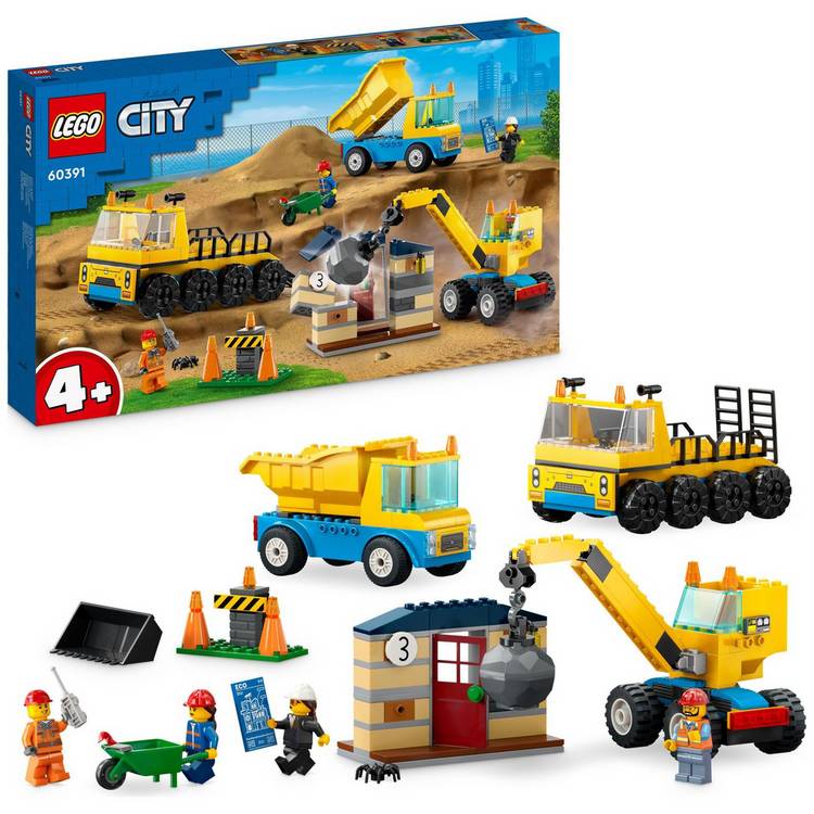 LEGO City Construction Trucks & Wrecking Ball Crane 60391 0