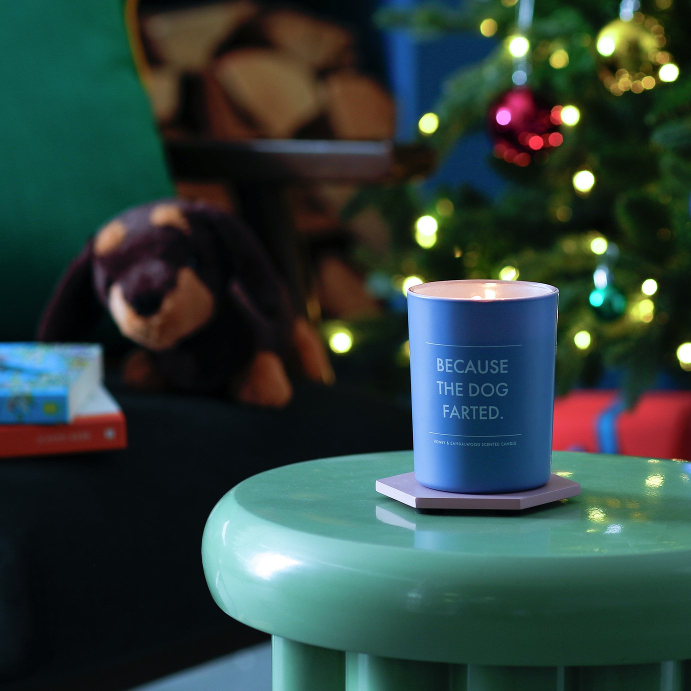 Argos Home Small Dog Slogan Candle - Honey & Sandalwood