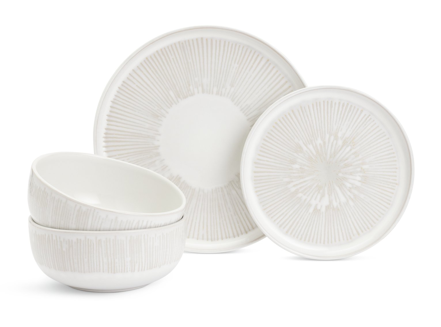 Habitat Wax Resist 12 Piece Stoneware Dinner Set - White