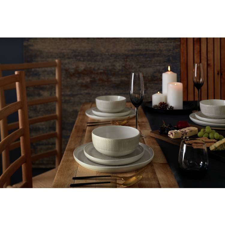 Habitat Wax Resist 12 Piece Stoneware Dinner Set - White 0