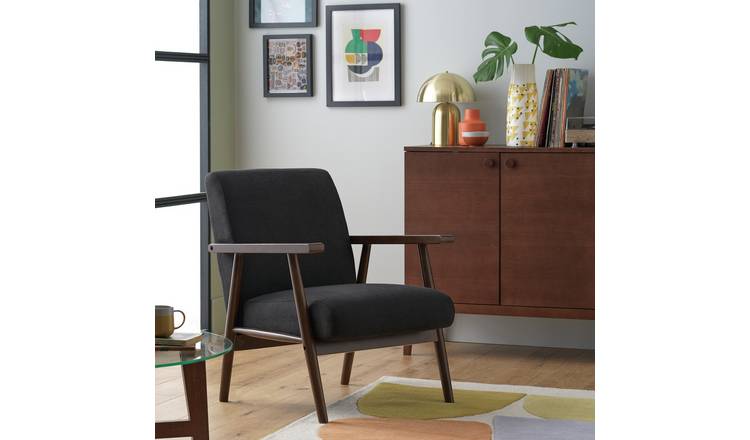 Argos Home Watson Self Assembly Wood Accent Chair -Dark Grey