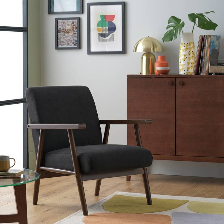 Argos Home Watson Self Assembly Wood Accent Chair -Dark Grey 0