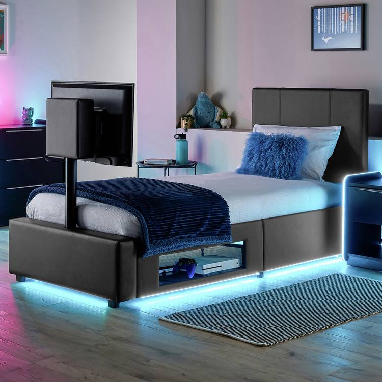 XR Living Ava Single TV LED Bed Frame - Grey 0