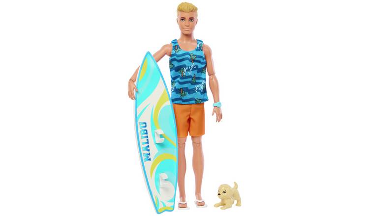 Barbie Ken Beach Doll with Surfboard and Accessories - 30cm