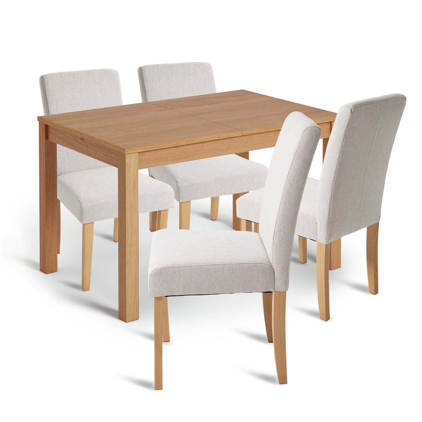 Habitat Clifton Wood Extending Dining Table & 4 Cream Chairs