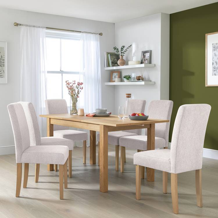 Habitat Clifton Extend Natural Dining Table & 4 Cream Chairs 0
