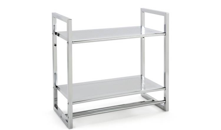 Buy Habitat 2 Tier Wall Mounted Shelf Unit and Towel Rail Silver Towel rails and rings Argos