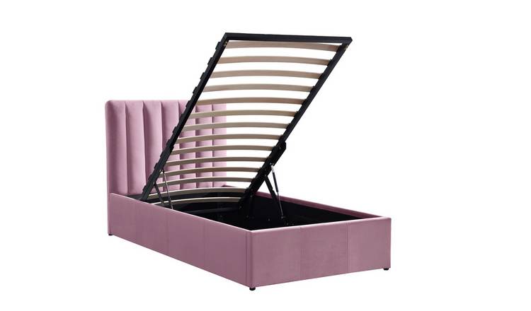 Single pink on sale ottoman bed