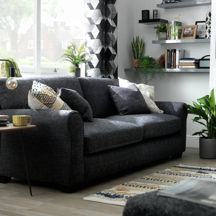 Argos Home Lisbon Fabric 4 Seater Sofa - Stone 0