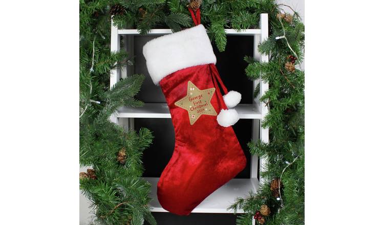 Personalised Message Red First Christmas Stocking