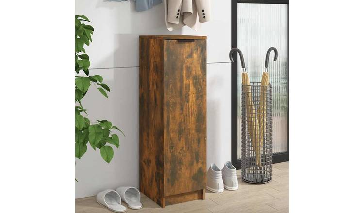 Walplus Engineered Wood Shoe Cabinet - Smoked Oak - 30 x 35 x 100 cm