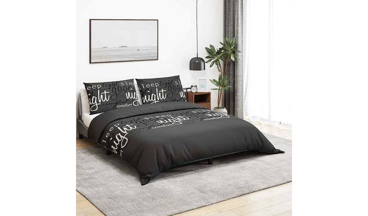 Walplus Quote Text Pillowcase Cotton Duvet Cover Set - Black - 50 x 75 cm