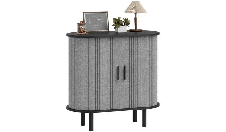HOMCOM Wooden Modern Storage Sideboard with Tambour Sliding Doors - Grey