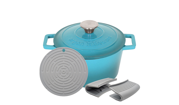 Argon Tableware Round Cast Iron Casserole Dish - Teal Ombre