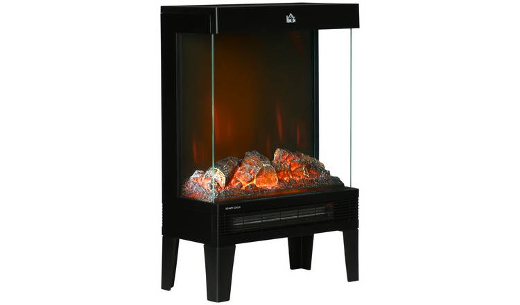 HOMCOM Charming Electric Fireplace Heater with LED Flame Effect - Black
