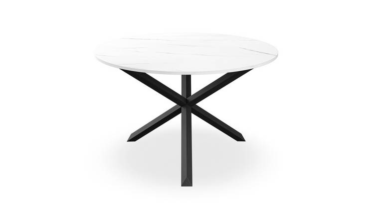 Furniture Online Malvern Round 4-6 Seater Oak Legs Dining Table - Black