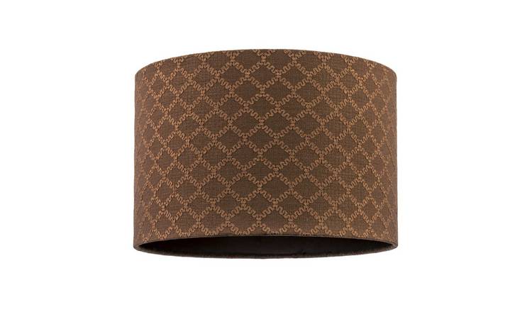 Happy Homewares Chocolate Brown Woven Lattice in Textured Linen Lampshade - 30cm