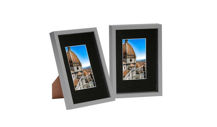 Nicola Spring 3D Shadow Box Frames - 8x12" with Mount - Grey - Set of 2