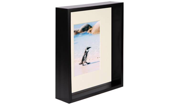 Nicola Spring 8" x 10" Black 3D Deep Box Photo Frame 4" x 6" Ivory Mount
