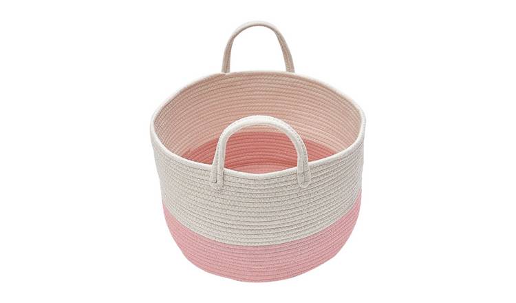 Living and Home 25cm Cotton Storage Basket with Handles - Pink