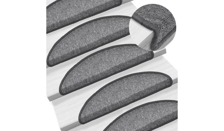 Walplus Pack of 15 Half Round Polypropylene Stair Mats - Dark Grey - 56 x 17 cm