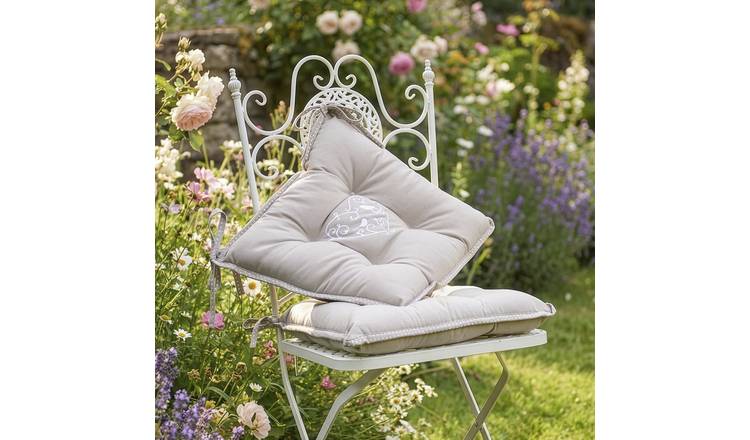 Dibor Set of 2 Love Birds Outdoor Garden Chair Cushion Seat Pads - Grey