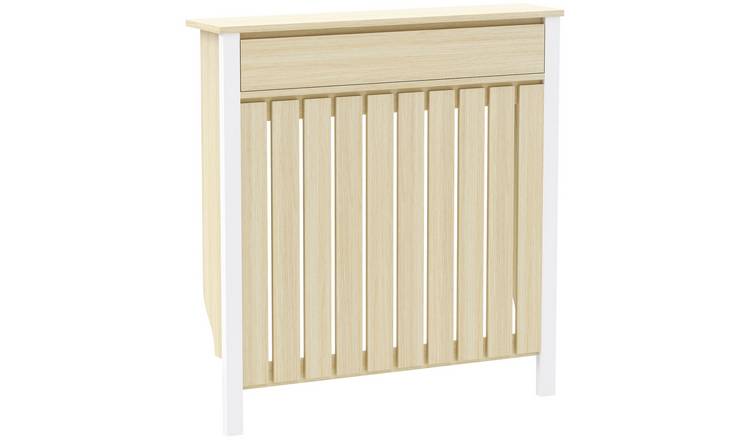 HOMCOM 88.5cm MDF Industrial Radiator Cover with Drawer - Oak
