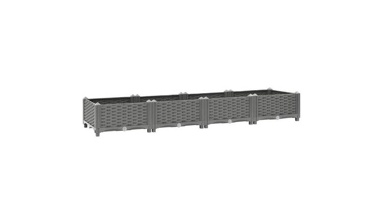 Walplus Polypropylene Raised Garden Bed - Light Grey - 160 x 40 x 23 cm