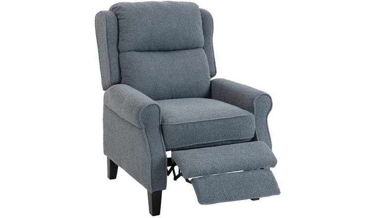 HOMCOM Recliner Armchair with Extended Leg Rest - Grey