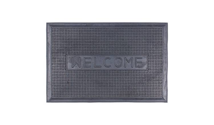 Nicola Spring Heavy Duty Rubber Door Mat - Black Welcome