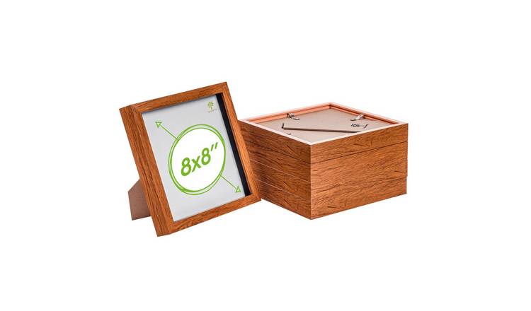 Nicola Spring 3D Box Photo Frames - 8 x 8" - Mount - Dark Wood - Set of 5