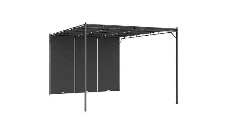 Walplus 4 x 3 x 2.25 m Garden Gazebo with Side Curtain - Anthracite