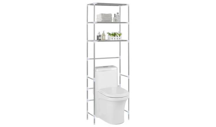 Walplus Tier Storage Rack Over Toilet - Silver - 53 x 28 x 169 cm