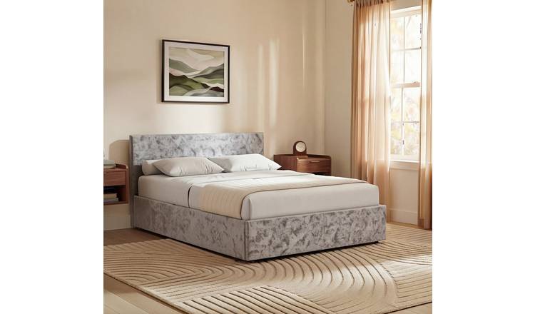 Vida Designs Veronica Velvet UKFR 5ft King Size Ottoman Bed Frame - Silver