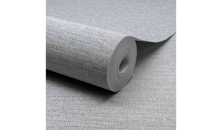 Grandeco Telma Slubbed Fabric Hessian Textured Wallpaper - Light Grey