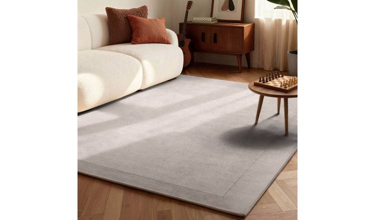 Villeroy and Boch  Grey  Kari Handmade Wool Blend Bordered Rug - 80 x 150cm